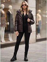 Dámská zimní prošívaná bunda s kapucí, hnědá, FashionStreet TY5965 Dámská zimní prošívaná bunda s kapucí, hnědá, FashionStreet TY5965