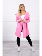 Volná bunda s kapucí růžová Volná bunda s kapucí růžová