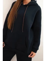 Dámská tepláková souprava zateplená z bavlny s kapucí granátová