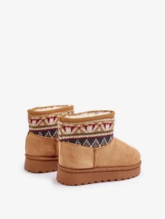 Nazouvací Dětské Sněhule Se Vzorem Vložkou Zateplené Kožíškem Camel Mirirae