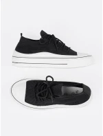 Designové dámské černé tenisky bez podpatku Designové dámské černé tenisky bez podpatku