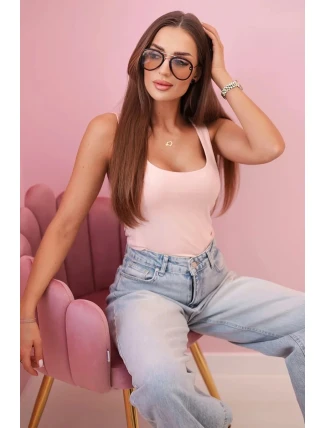 Dámská top na ramínkách s výstřihem - tmavě pudrově růžová