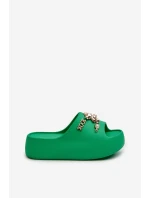 Dámské lehké pěnové žabky s ozdobami zelené Orchia