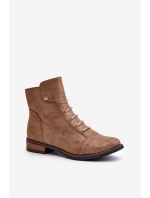 Zateplené dámské boty na plochém podpatku zlaté Labise