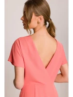 S398 Tužkové šaty s rozparkem na boku - oranžové