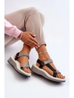 Dámské sandály na platformě a klíně Big Star NN274A054 šedé Dámské sandály na platformě a klíně Big Star NN274A054 šedé