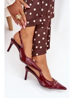 Lakovane Lodičky Na Jehlovém Podpatku Se Zlatou Sponou Bordové Vivae