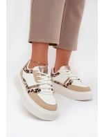 Dámské Tenisky Na Platformě Big Star SS274357 Leopardí Bílá-Bežová