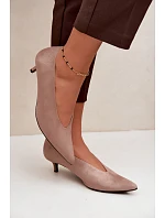 Kožené lodičky s kitten heel béžové Nuretta Kožené lodičky s kitten heel béžové Nuretta