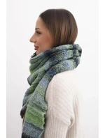Dámský vlněný šál měkký a teplý v barevných pruzích KN19 zelený Dámský vlněný šál měkký a teplý v barevných pruzích KN19 zelený
