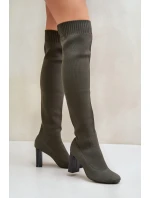 Kozáky Se Záplavou Po Kolena Na Podpatku Tmavě Zelené Esanira