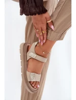 Dámské Kožené Sandály Na Platformě Béžové Zazoo 40443