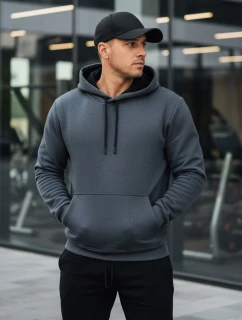 Pánská základní mikina s kapucí tmavě šedá FashionStreet BX5863