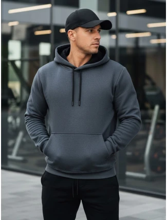 Pánská základní mikina s kapucí tmavě šedá FashionStreet BX5863