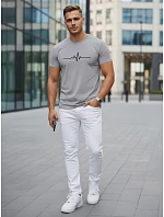 Pánské bavlněné tričko s EKG linkou šedé FashionStreet NX5098R