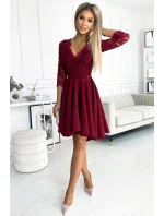 210-15 NICOLLE šaty s delšími zády a výstřihem - barva bordó 210-15 NICOLLE šaty s delšími zády a výstřihem - barva bordó