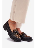 Kožené Mokasíny S Ozdobou A Panterou Černé Laura Messi 2965