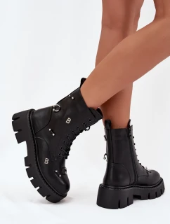 Dámské Pracovní Boty S Ozdobami Zateplené Černé Lunea