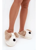 Kožešinové dámské pantofle pejskové béžové Faylen