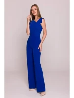 S407 Elegantní overal s asymetrickým výstřihem - královská modř S407 Elegantní overal s asymetrickým výstřihem - královská modř