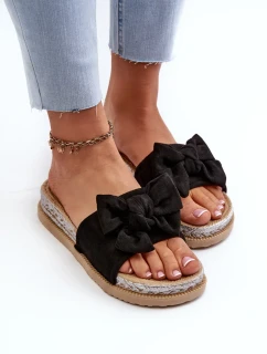 Dámské pantofle na platformě s mašlí, černá Aflia