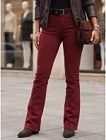 Dámské džíny s rozšiřujícími se nohavicemi, s páskem a vysokým pasem, vínové, FashionStreet UY3111 Dámské džíny s rozšiřujícími se nohavicemi, s páskem a vysokým pasem, vínové, FashionStreet UY3111