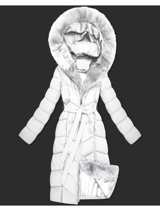 Bílá dámská zimní bunda s kožešinovým panelem S'West (B8525-26) Bílá dámská zimní bunda s kožešinovým panelem S'West (B8525-26)