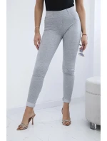 Bavlněné kalhoty se zirkony na zadních kapsách šedý Bavlněné kalhoty se zirkony na zadních kapsách šedý