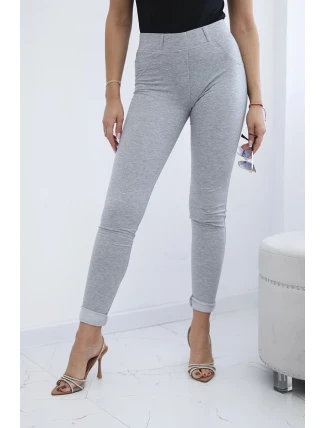 Bavlněné kalhoty se zirkony na zadních kapsách šedý Bavlněné kalhoty se zirkony na zadních kapsách šedý