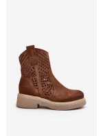 Zazoo 3470 Semišové Dámské Botky na Ploché Podrážce Průsvitné Hnědé