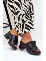 Dámské Sandály Na Podpatku Z Eko Kůže Černé Kikilla