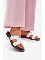 Zazoo 40326 Lakované Dámské Pantofle S Dekorativními Výřezy Bílé