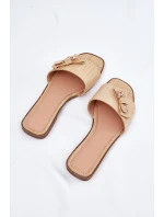 Dámské Pantofle Na Plochém Podpatku S Mašlí Béžové Sallariela