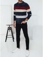 Pánský pruhovaný tmavě modrý svetr FashionStreet WX2240