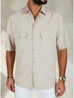 Pánská béžová košile s krátkým rukávem FashionStreet KX1082