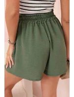 šortky zavazované v pase khaki