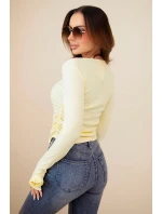 Dámská pruhovaná blůza se sklady po stranách žlutá Dámská pruhovaná blůza se sklady po stranách žlutá