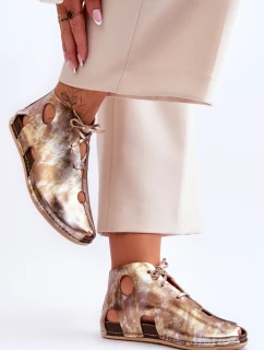 Světlé kožené boty Maciejka 03426-42 zlate