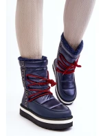 Dámské sněhule s vázáním v modré barvě Lilara