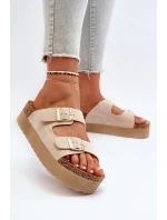 Dámské žabky na platformě s přezkami béžové Lolpey Dámské žabky na platformě s přezkami béžové Lolpey