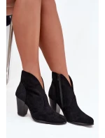 Dámské kotníčkové boty na podpatku z eko semiše černé Elvirae