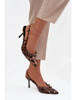 Lodičky s odhaleným patou a pásky leopardí hnědé Ravira