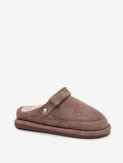 Dámské pantofle s páskem Vyhřívané s kožíškem Tmavě béžové Rilena