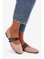 Dámské baleríny s pásky béžové Deliora Dámské baleríny s pásky béžové Deliora