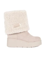 Originální dámské kotníčkové boty hnědé na klínku Originální dámské kotníčkové boty hnědé na klínku