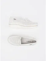 Komfortní bílé  mokasíny dámské platforma