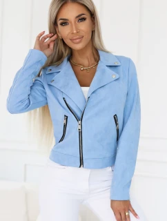 481-3 Semišová RAMONESKA s dlouhými rukávy a zipy - MODRÁ