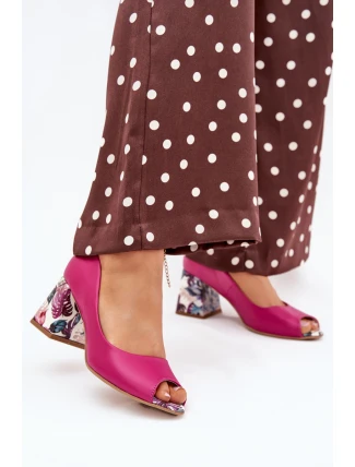 Kožené lodičky se zdobeným podpatkem Fuchsie Lewski Shoes 2608/K