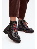 Kožené lakované dámské kotníkové boty Artiker 57C0064 Černé