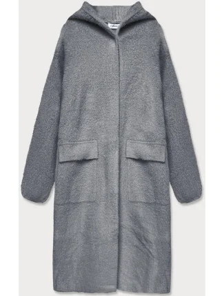 Šedý přehoz přes oblečení á la vlna s kapucí (B3006)